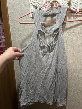 Naked Zebra Light Gray Twist-Back Tank